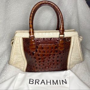 Brahmin Melbourne Leather Bag in Chestnut and Taupe